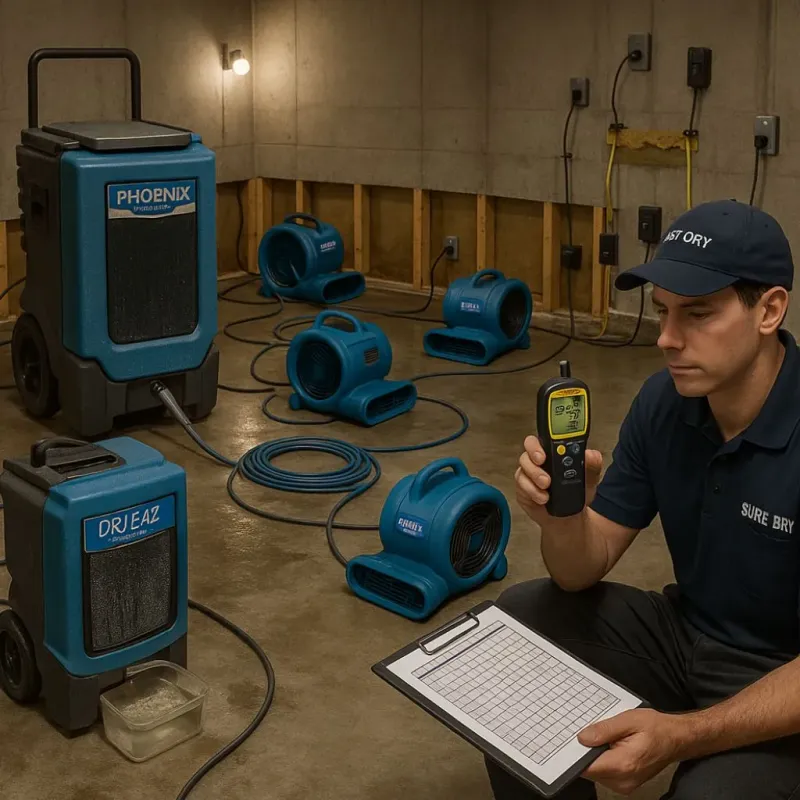 Structural Drying and Dehumidification process in Desert Shores, CA